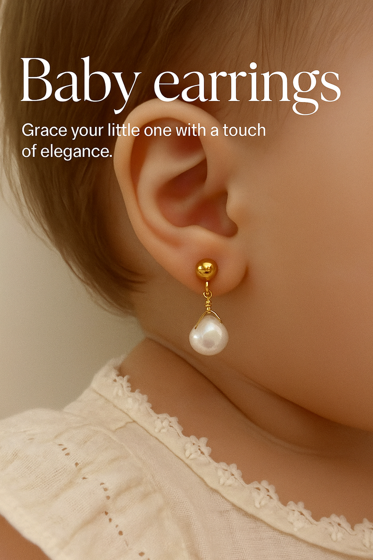 Baby wearing Pearl drop stud