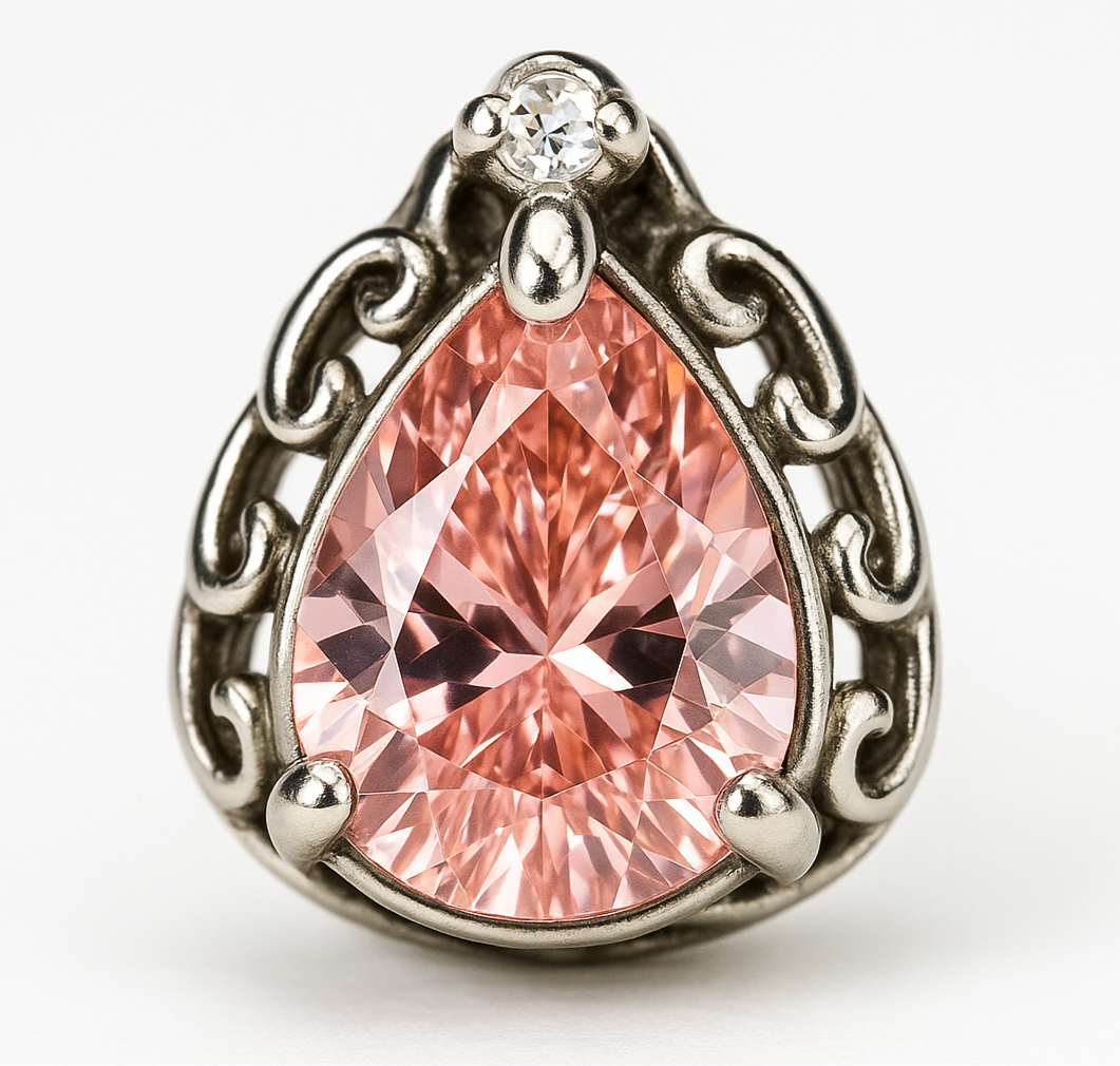 Rhodium Plated 925 Sterling Silver Pink CZ Stud Earrings - Hypoallergenic Luxury Jewelry Amtikiss Casuals