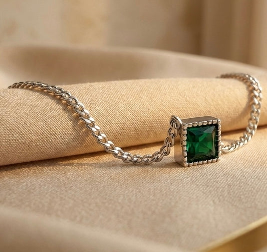 Luxury S925 Sterling Silver Green Zircon Bracelet - Elegant Gold-Plated Jewelry Amtikiss