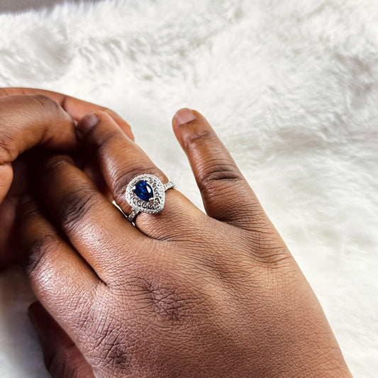 925 Sterling Silver Sapphire Fidget Ring - Removable Head Anxiety Ring Amtikiss Casuals