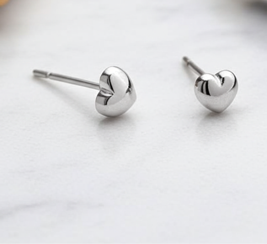 Chubby Heart Stud Earrings - Premium S925 Sterling Silver Hypoallergenic Love Earrings