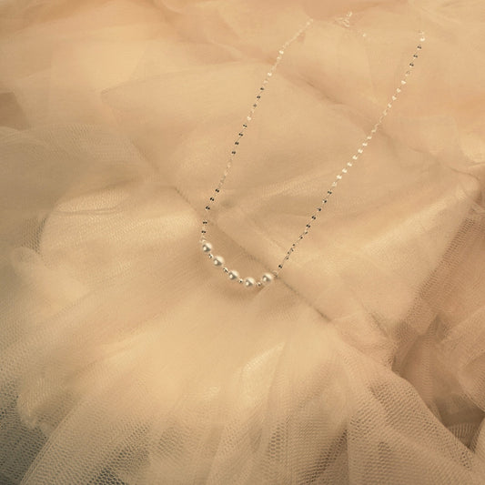 925 Sterling Silver Pearl Chain Necklace - Delicate Pearl Jewelry - Amtikiss Casuals