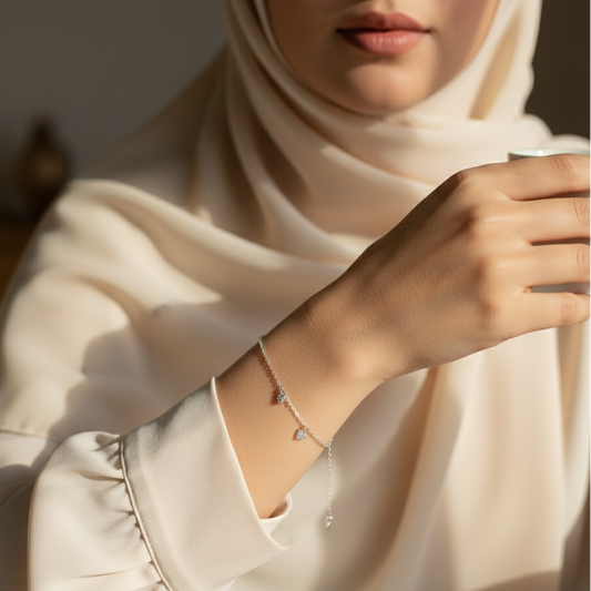 Hijabi woman wearing charm bracelet