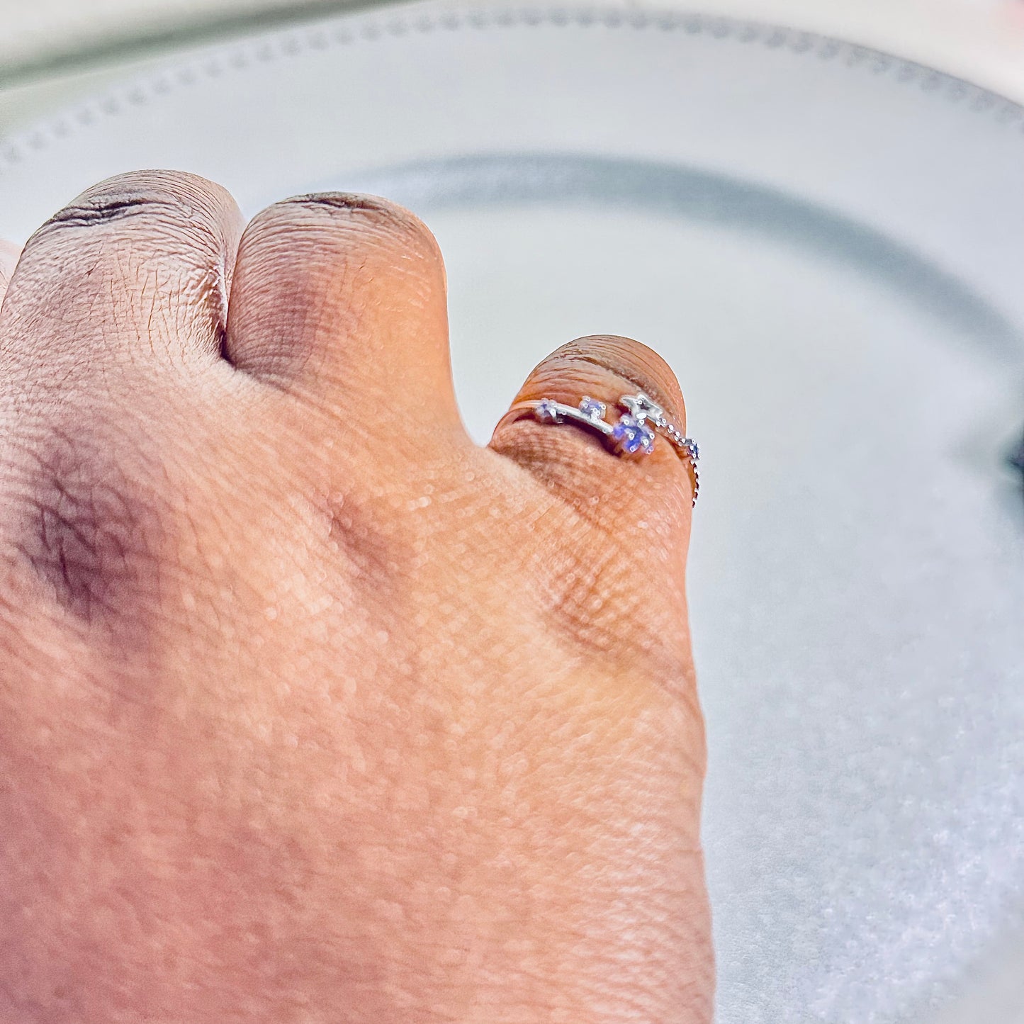 Hypoallergenic 925 Sterling Silver Open Star Zircon Ring - Adjustable Celestial Jewelry