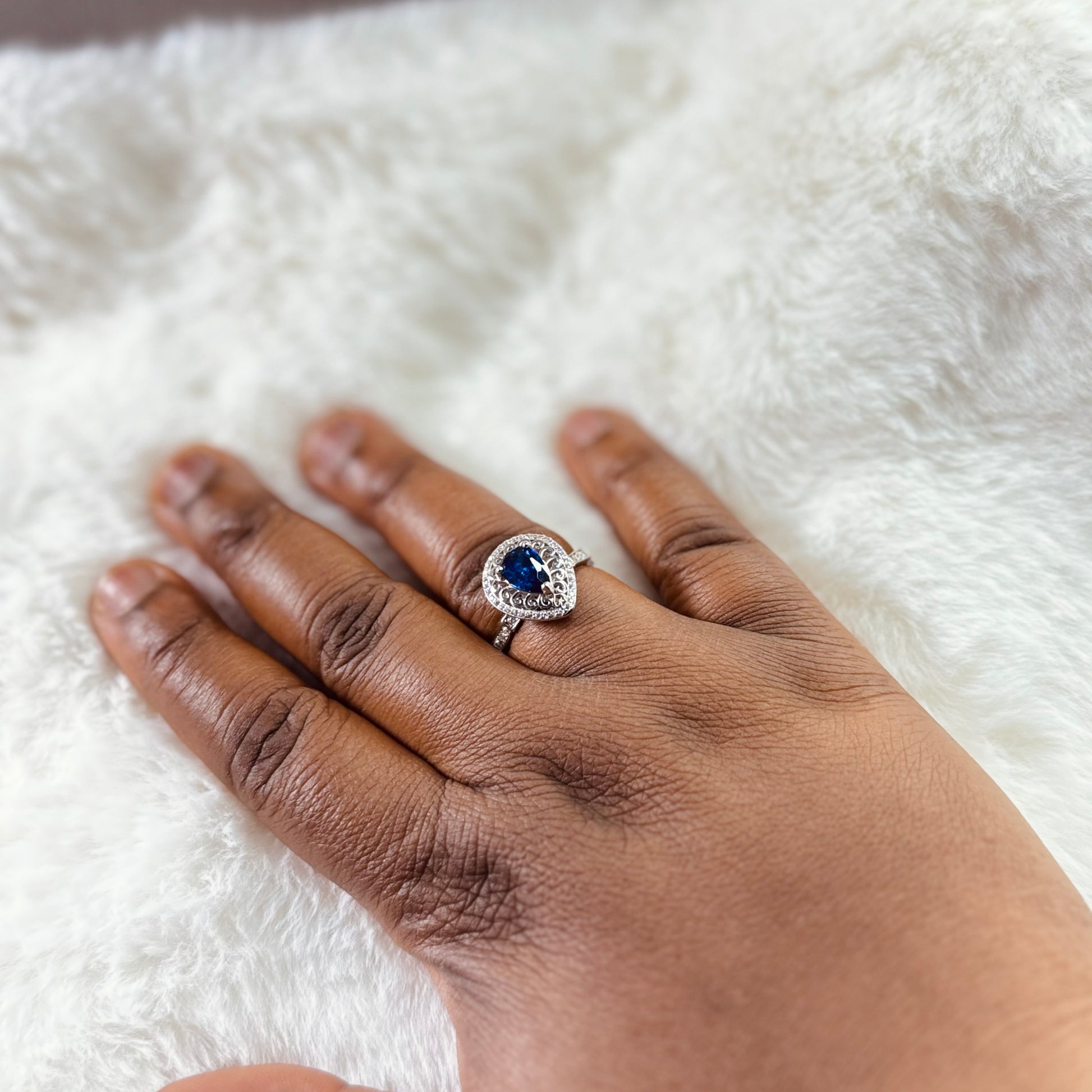 925 Sterling Silver Sapphire Fidget Ring - Removable Head Anxiety Ring Amtikiss Casuals