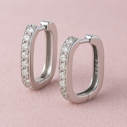 925 Sterling Silver Rectangular Hoop Earrings - Hypoallergenic & Elegant for All Ages Amtikiss