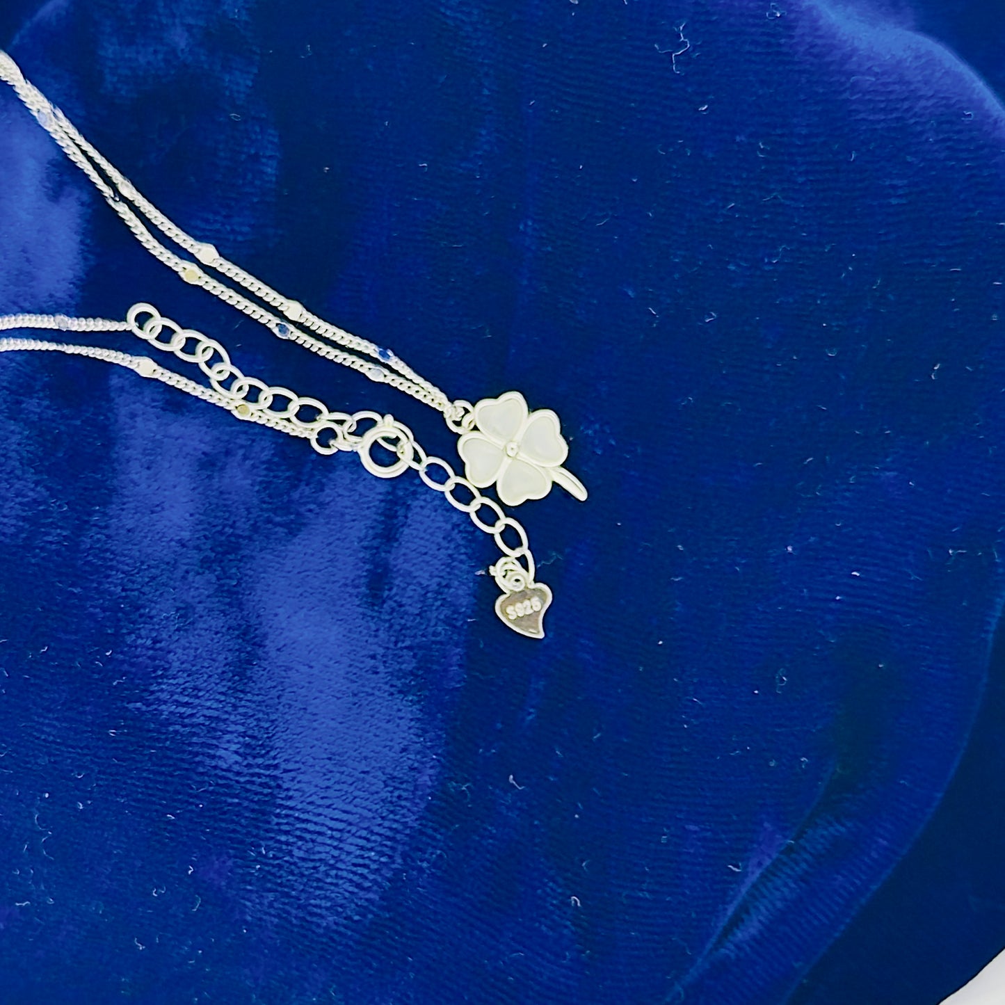925 Sterling Silver Four-Leaf Clover Necklace – Hypoallergenic Lucky Charm with Mother-of-Pearl Inlay for Sensitive Skin