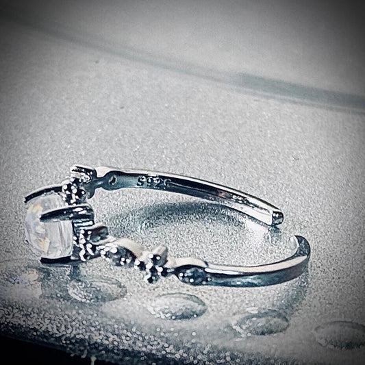 Elegant Moonstone Butterfly Ring - 925 Sterling Silver Adjustable Band | Hypoallergenic Nature Jewelry Amtikiss