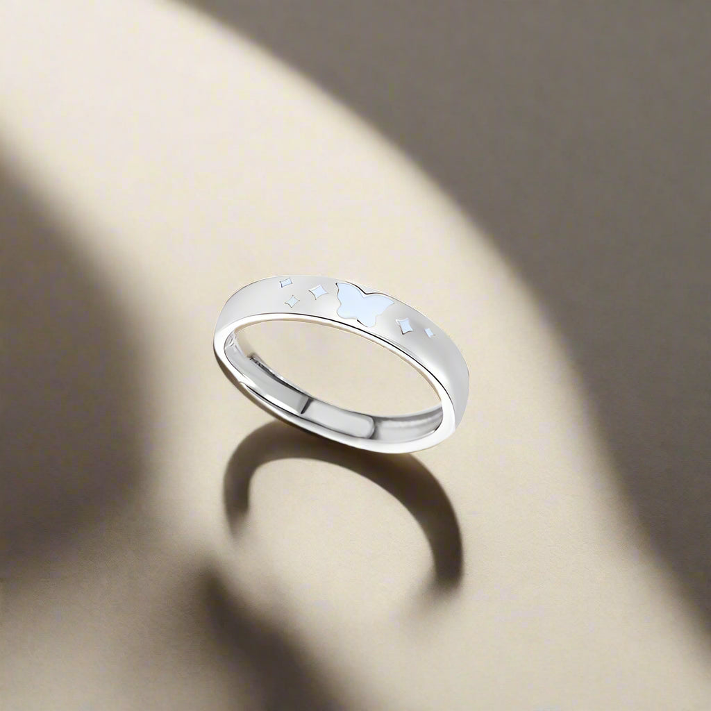 Elegant 925 Sterling Silver Butterfly Ring - Adjustable Vintage Nature Jewelry for Women