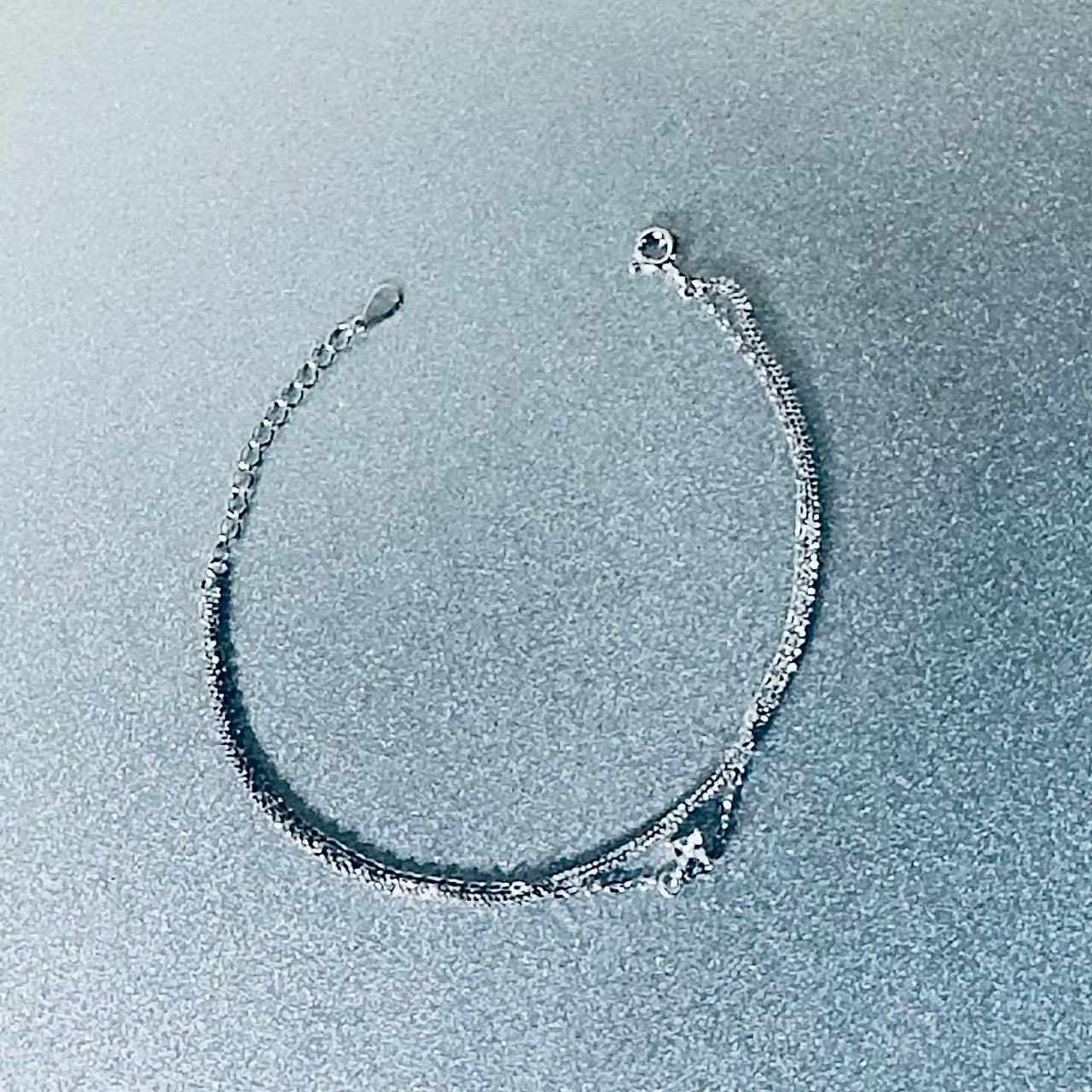 Dainty Dual-Layer 925 Sterling Silver Bracelet – Hypoallergenic Everyday Elegance with Pavé & CZ Charm
