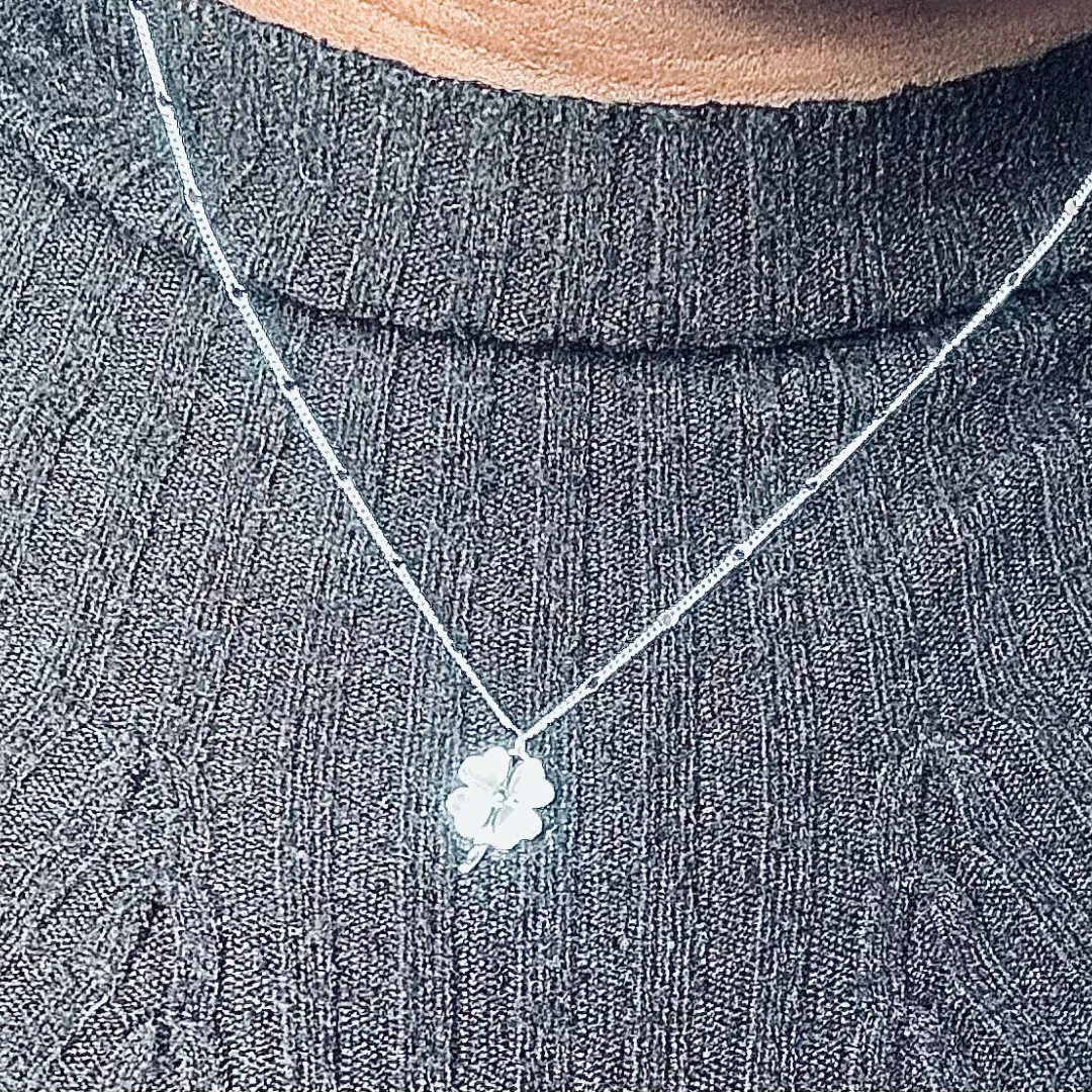925 Sterling Silver Four-Leaf Clover Necklace – Hypoallergenic Lucky Charm with Mother-of-Pearl Inlay for Sensitive Skin