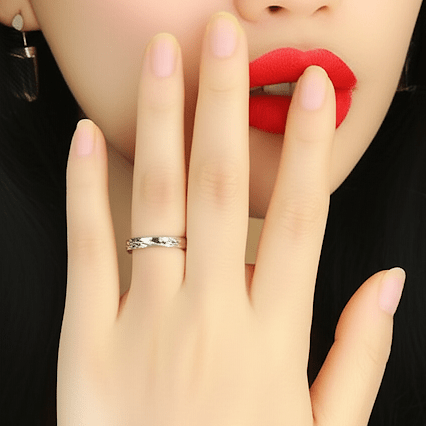 Adjustable 999 Sterling Silver Ring with Twisted Clear Zircon - Hypoallergenic Luxury Jewelry - Amtikiss Casuals