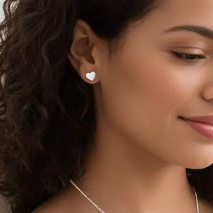 Chubby Heart Stud Earrings - Premium S925 Sterling Silver Hypoallergenic Love Earrings - Amtikiss Casuals