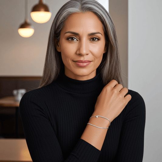 Dainty Dual - Layer 925 Sterling Silver Bracelet – Hypoallergenic Everyday Elegance with Pavé & CZ Charm - Amtikiss Casuals