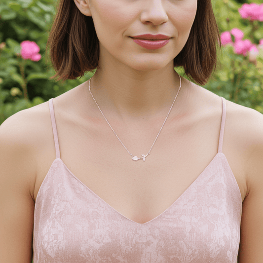 Delicate 925 Sterling Silver Twig Necklace - Hypoallergenic Nature - Inspired Jewelry - Amtikiss Casuals