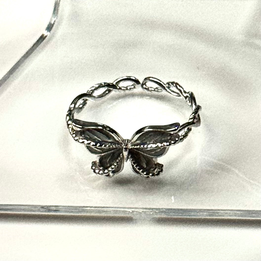 Elegant 925 Sterling Silver Butterfly Ring - Adjustable Vintage Nature Jewelry for Women - Amtikiss Casuals
