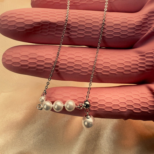 Elegant 925 Sterling Silver Pearl Chain Necklace - Delicate Pearl Jewelry - Amtikiss Casuals