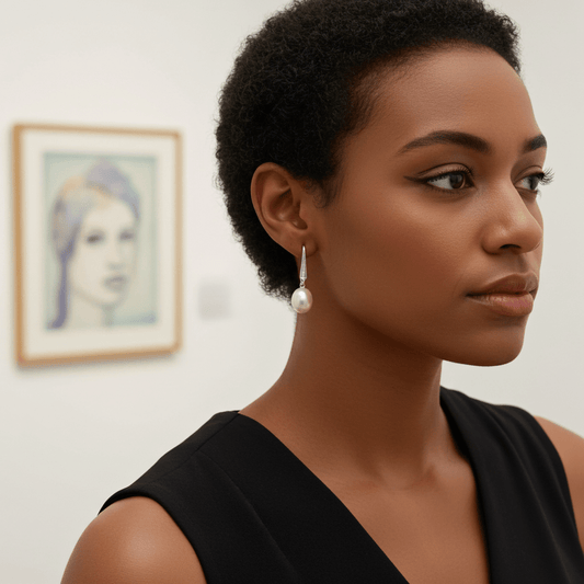 Elegant 925 Sterling Silver Pearl Drop Earrings – Hypoallergenic & Rhodium - Plated for Sensitive Skin | Amtikiss Casuals - Amtikiss Casuals