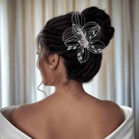 Elegant Antique Crystal & Pearl Floral Hair Pin – Bridal Hair Comb & Antique Floral Hair Pin - Amtikiss Casuals