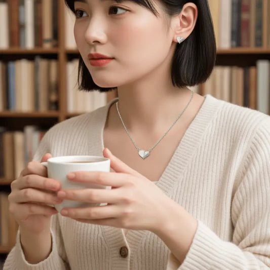 Elegant Symmetric Heart Pendant Necklace – Stainless Steel & Heart Pendant Jewelry - Amtikiss Casuals