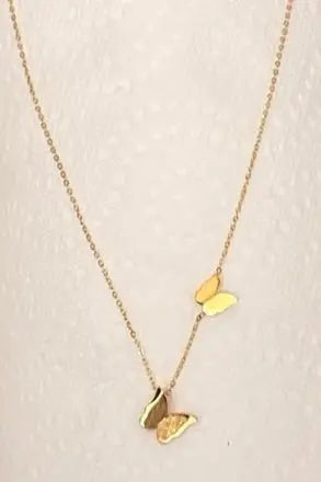 Gold Plated Butterfly Pendant Necklace – Stainless Steel Layered Jewelry - Amtikiss Casuals