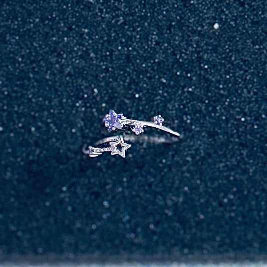 Hypoallergenic 925 Sterling Silver Open Star Zircon Ring - Adjustable Celestial Jewelry - Amtikiss Casuals