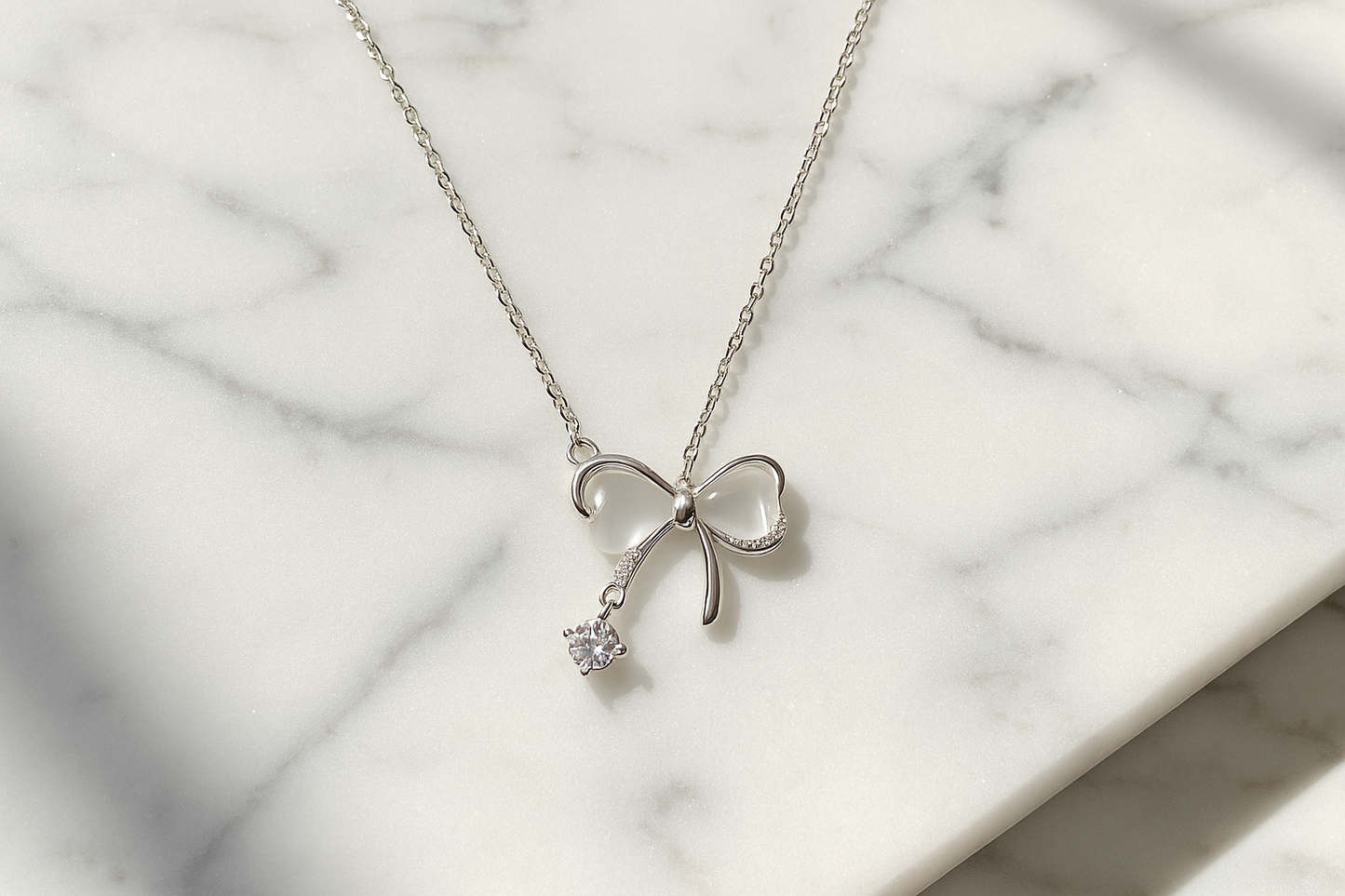 Necklace on marble surface