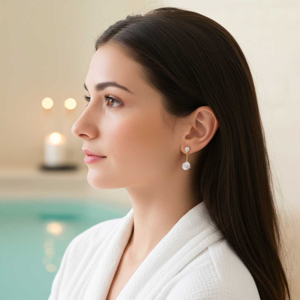 Elegant Gold-Plated Freshwater Pearl Drop Earring – Minimalist Luxury Jewelry for Sensitive Skin