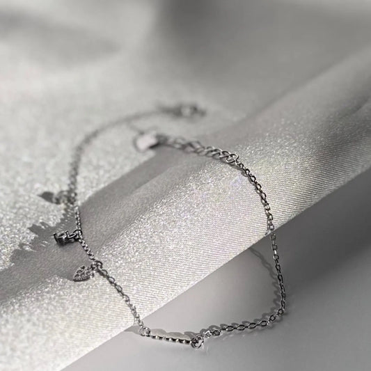 S925 Sterling Silver Heart Zirconia Bracelet - Romantic Hypoallergenic Jewelry for Women - Amtikiss Casuals
