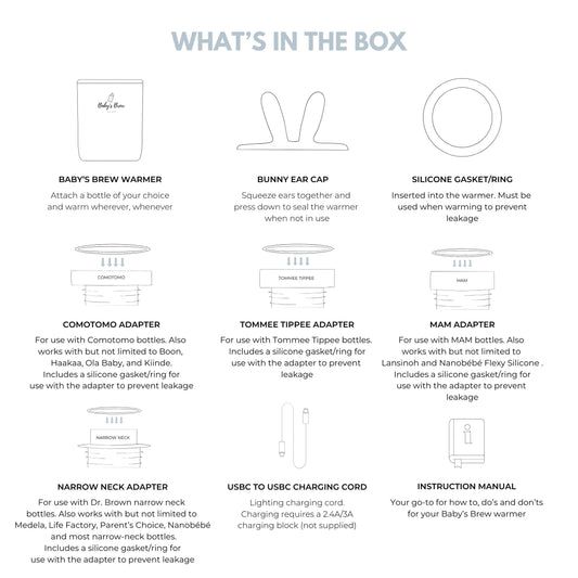 3.0 Portable Bottle Warmer Adapter Set (Warmer + Four Adapters) The Baby's Brew