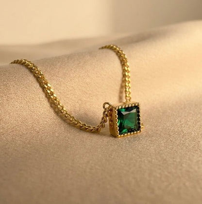 Luxury S925 Sterling Silver Green Zircon Bracelet - Elegant Gold-Plated Jewelry Amtikiss