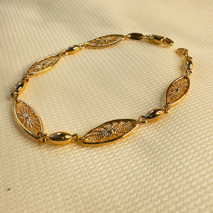 Elegant Rose Gold Filigree Bracelet - Hypoallergenic Stainless Steel Marquise Link Design Amtikiss Casuals