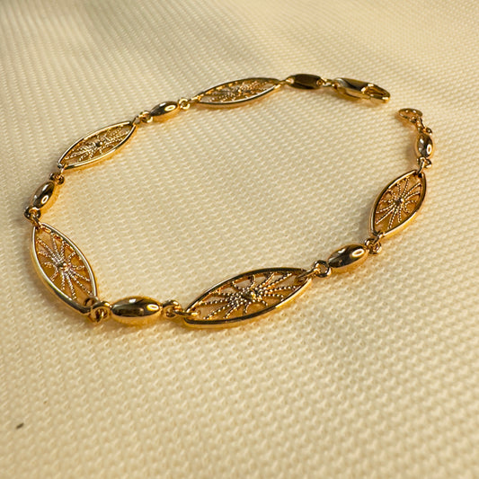 Elegant Rose Gold Filigree Bracelet - Hypoallergenic Stainless Steel Marquise Link Design Amtikiss Casuals