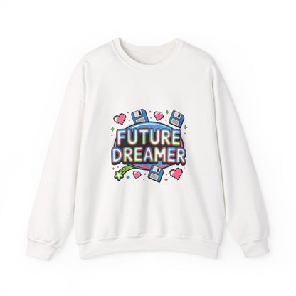 Future Dreamer Crewneck Sweatshirt | Y2K cyber holo aesthetic, retro tech print Printify