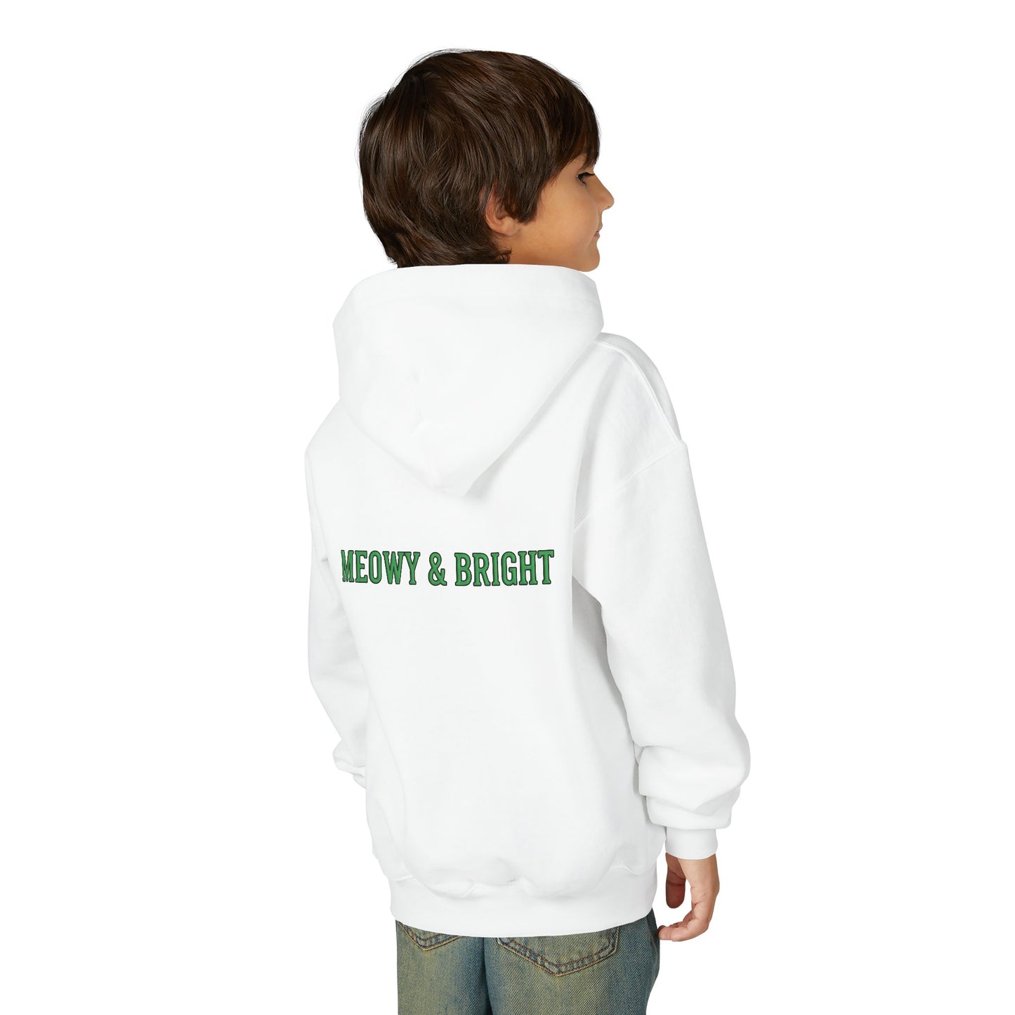 Meowy and Bright Christmas Cats Youth Hoodie | Jolly Holiday Cat Design Printify