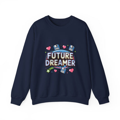 Future Dreamer Crewneck Sweatshirt | Y2K cyber holo aesthetic, retro tech print Printify