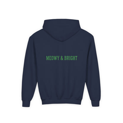 Meowy and Bright Christmas Cats Youth Hoodie | Jolly Holiday Cat Design Printify