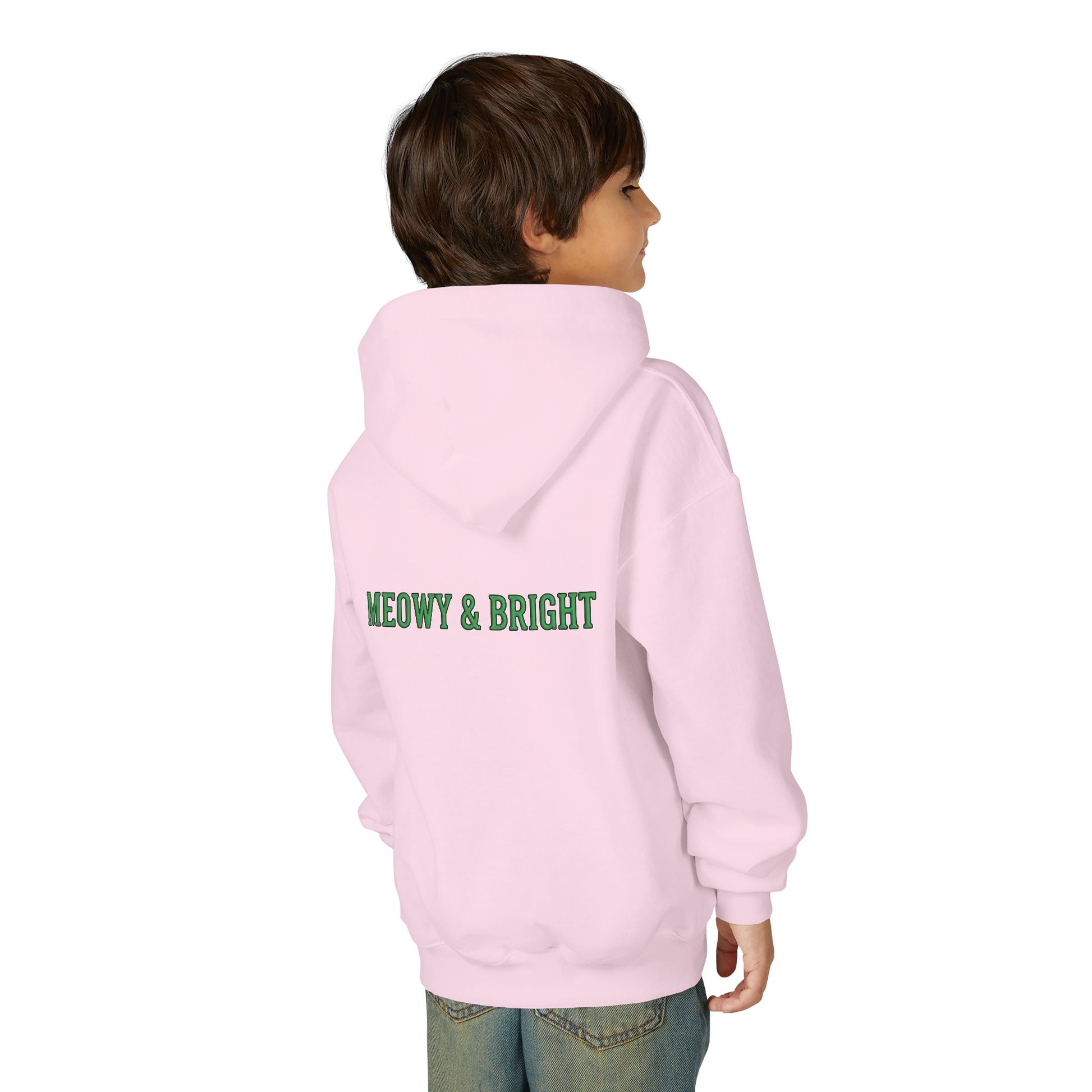 Meowy and Bright Christmas Cats Youth Hoodie | Jolly Holiday Cat Design Printify