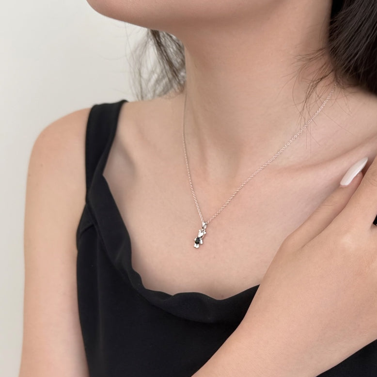 925 Sterling Silver Bear Pendant Necklace - Rhodium Plated Hypoallergenic Charm Amtikiss Casuals