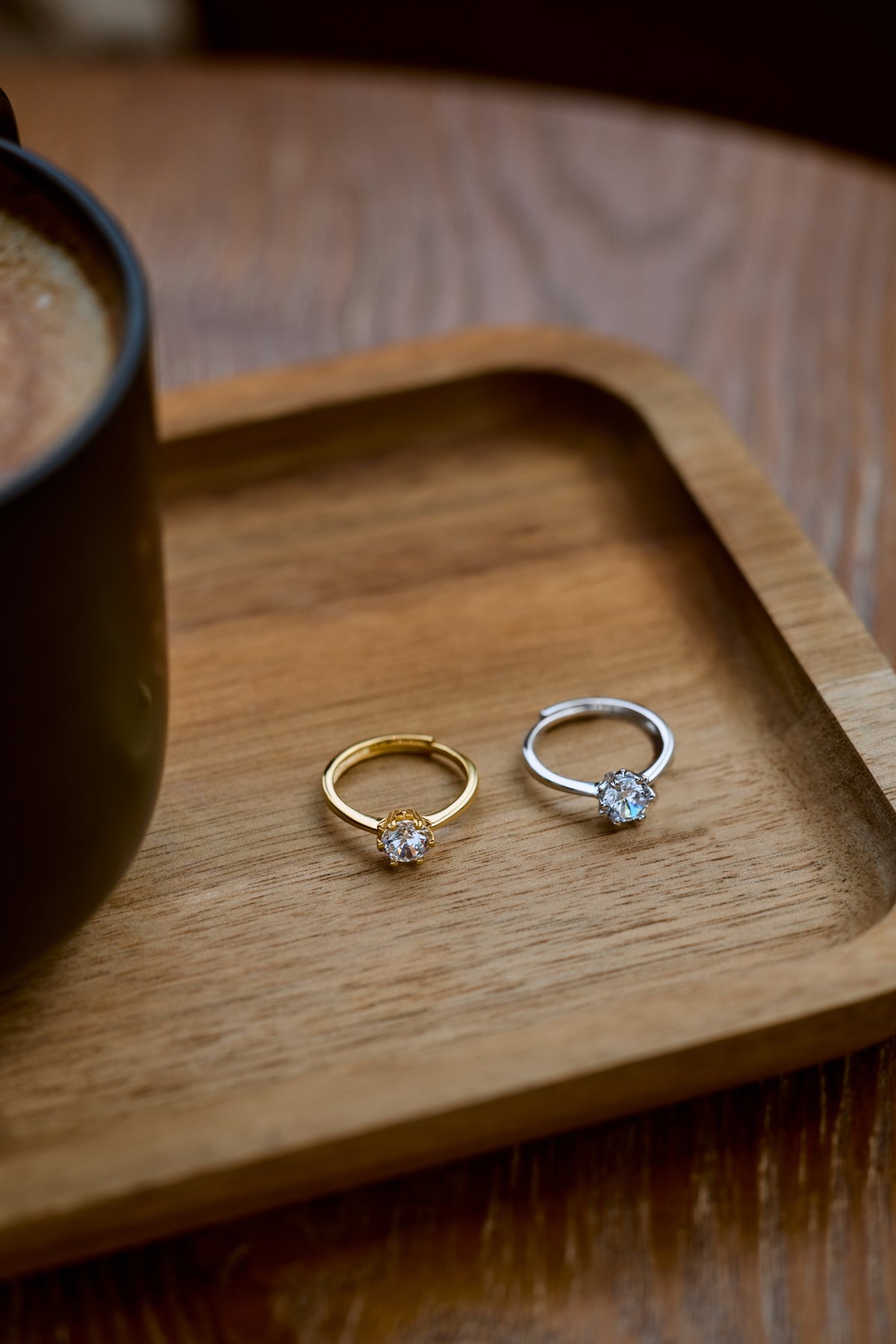 925 Sterling Silver Adjustable Solitaire Engagement Ring - 6.5mm Round Cut CZ Diamond Ring Amtikiss Casuals