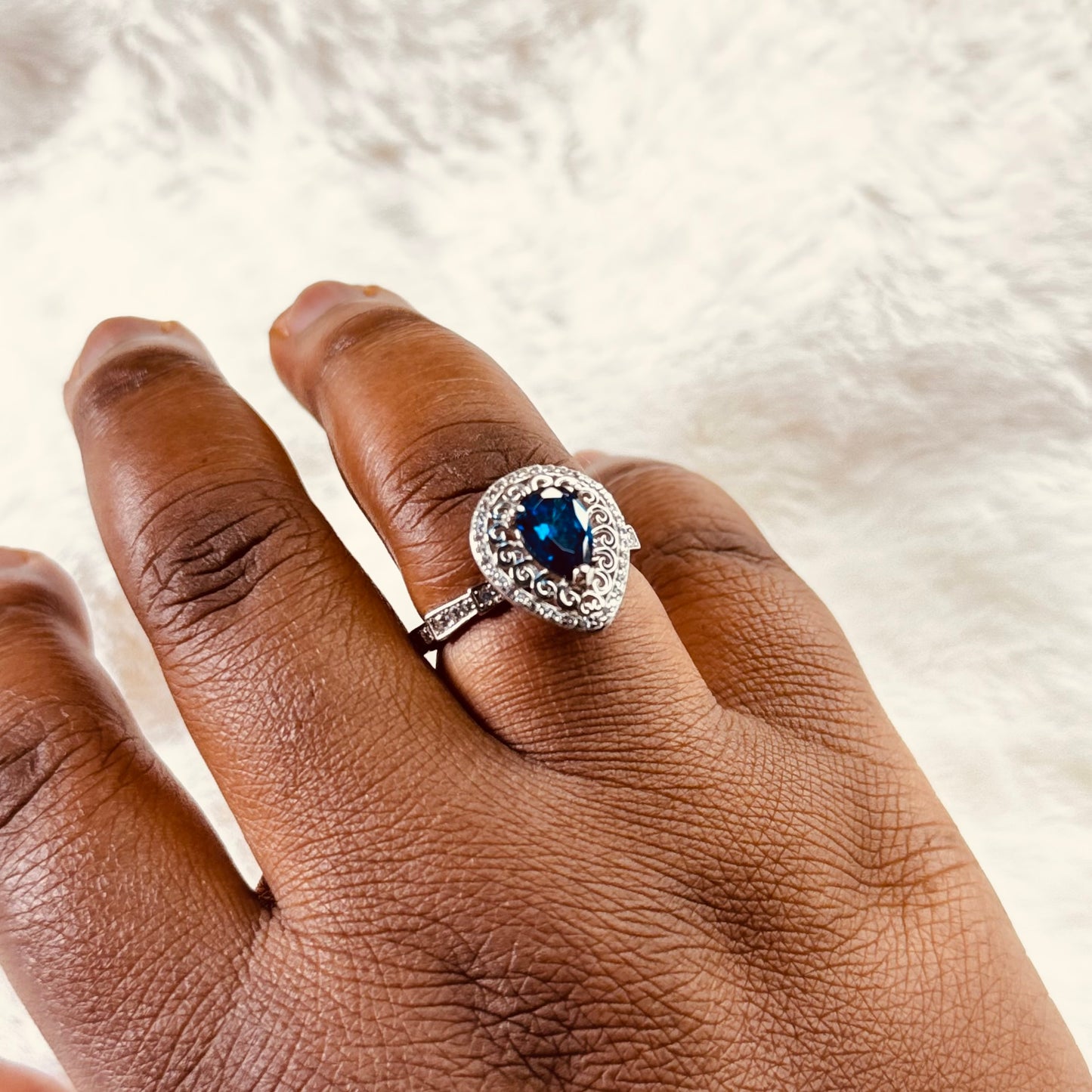 925 Sterling Silver Sapphire Fidget Ring - Removable Head Anxiety Ring Amtikiss Casuals