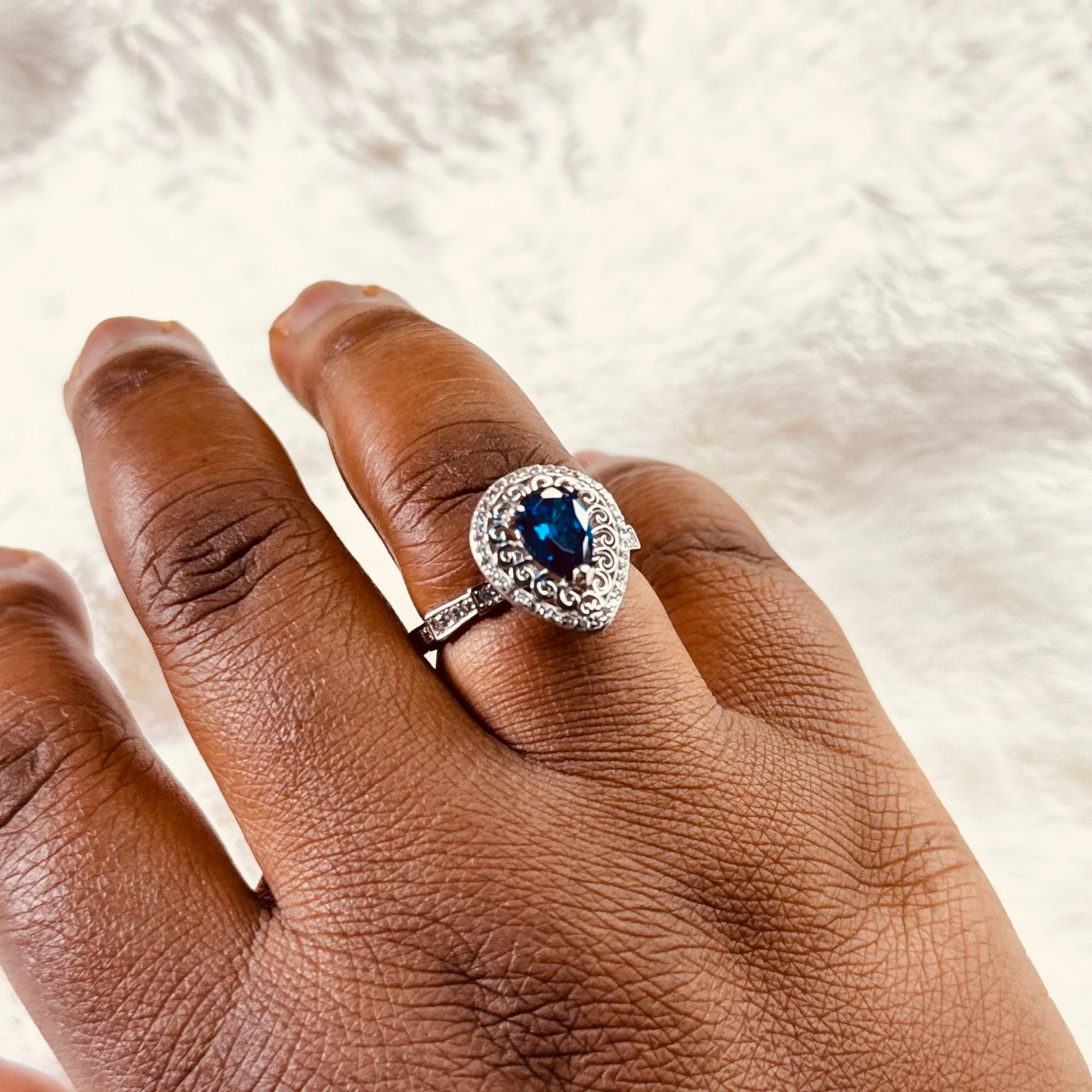 925 Sterling Silver Sapphire Fidget Ring - Removable Head Anxiety Ring Amtikiss Casuals