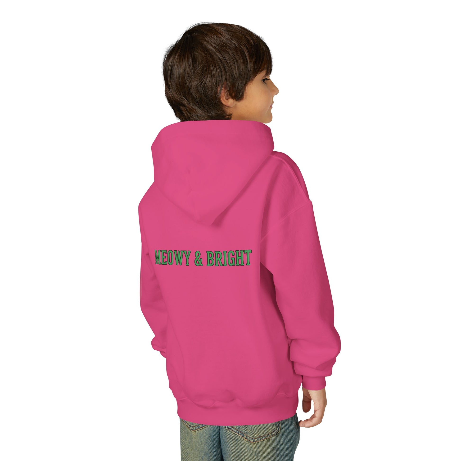 Meowy and Bright Christmas Cats Youth Hoodie | Jolly Holiday Cat Design Printify