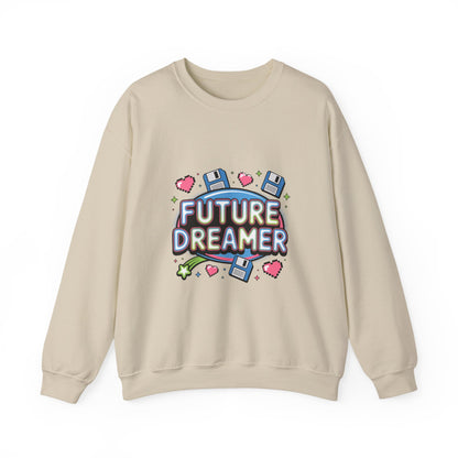 Future Dreamer Crewneck Sweatshirt | Y2K cyber holo aesthetic, retro tech print Printify
