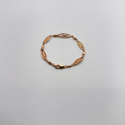 Elegant Rose Gold Filigree Bracelet - Hypoallergenic Stainless Steel Marquise Link Design Amtikiss Casuals