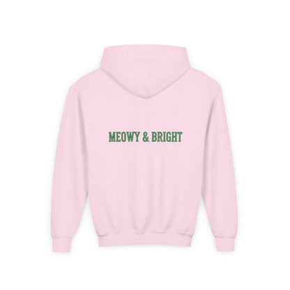Meowy and Bright Christmas Cats Youth Hoodie | Jolly Holiday Cat Design Printify