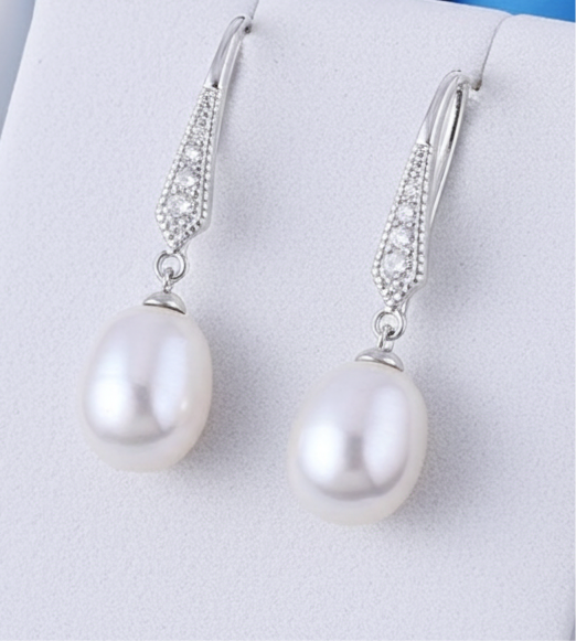 Elegant 925 Sterling Silver Pearl Drop Earrings – Hypoallergenic & Rhodium-Plated for Sensitive Skin | Amtikiss Casuals