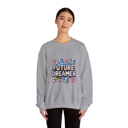 Future Dreamer Crewneck Sweatshirt | Y2K cyber holo aesthetic, retro tech print Printify