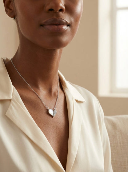 Elegant Symmetric Heart Pendant Necklace – Stainless Steel & Heart Pendant Jewelry