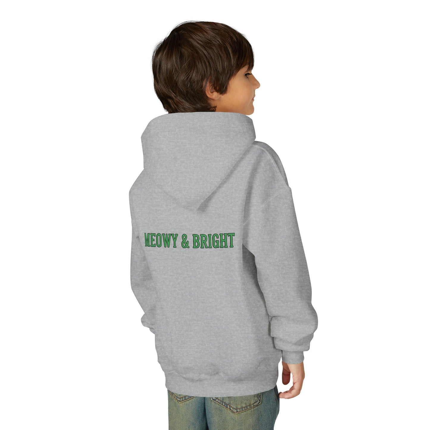 Meowy and Bright Christmas Cats Youth Hoodie | Jolly Holiday Cat Design Printify